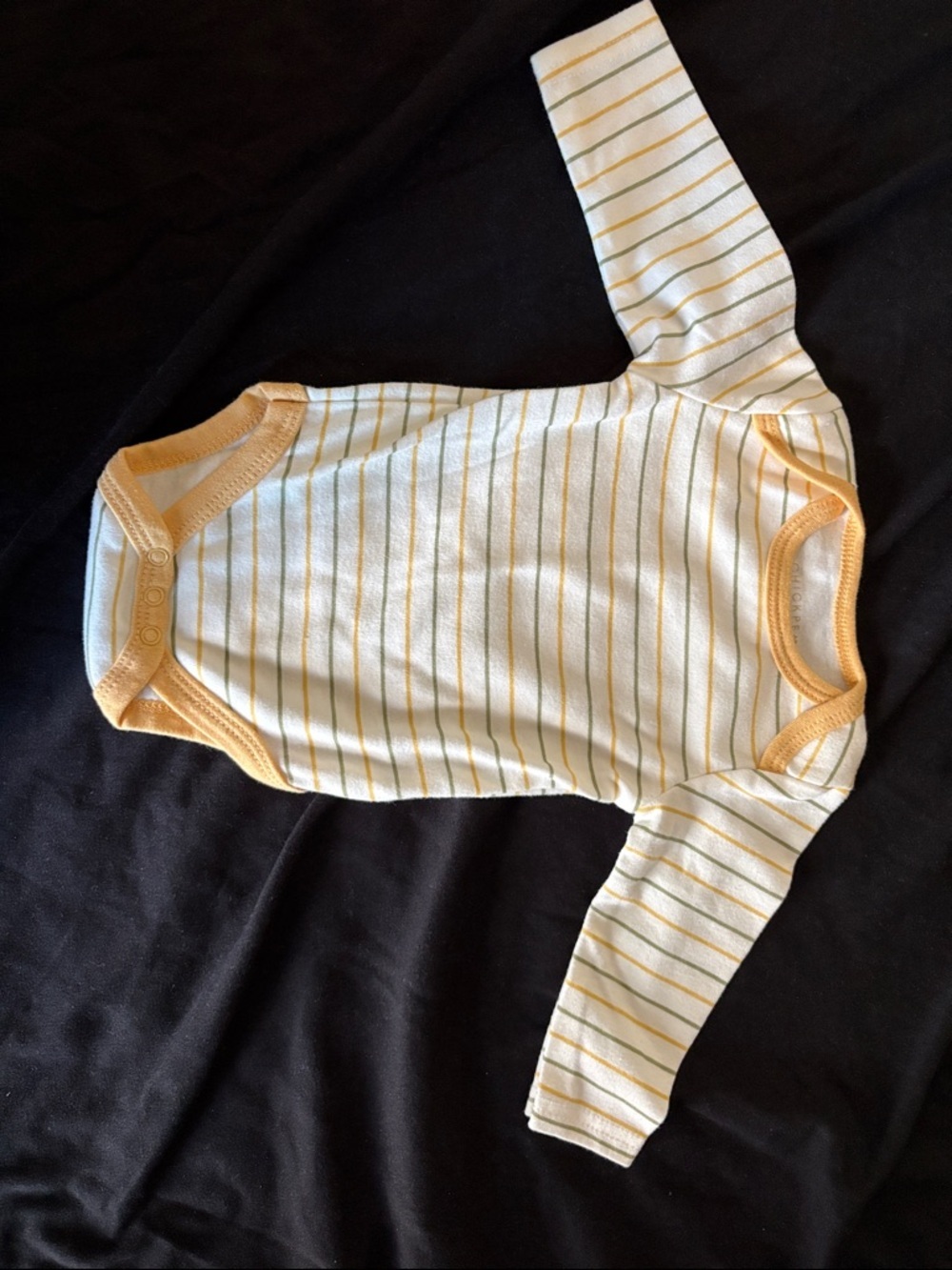 chick pea Yellow & White Striped Long-Sleeve Baby One-Piece